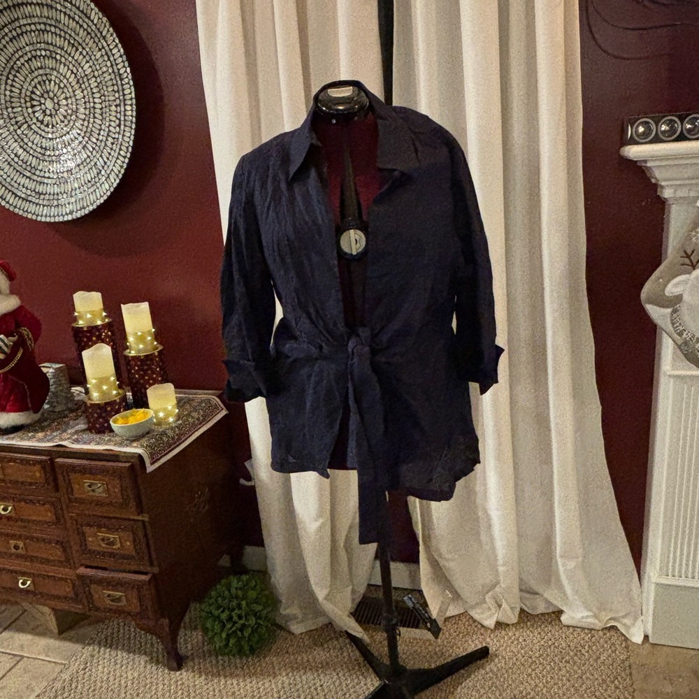 Stylish Navy Tie-Waist Jacket